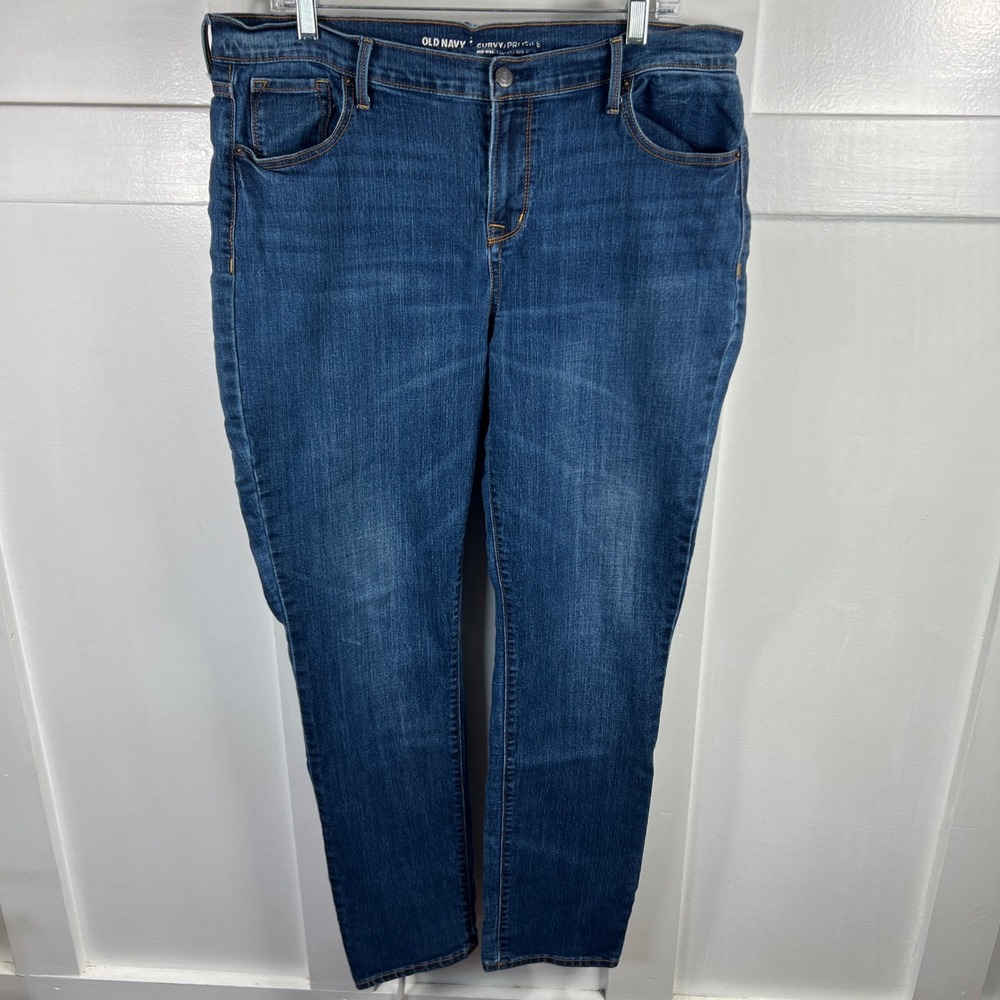 Old Navy Richmond Curvy Straight Jeans Womens 14 Long Mid Rise Blue 295265-01